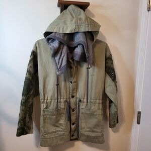 Rare Free People Anorak Parka Military Embroidered Jacket XS